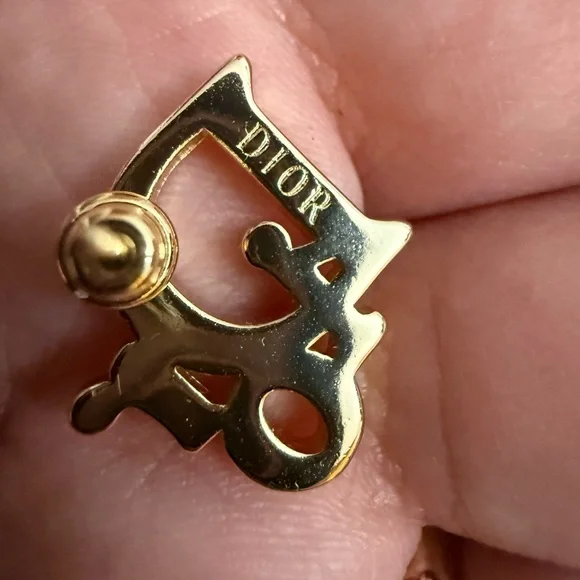 New upcycled Dior Gold and Silver Logo Earrings studs - Picture 3 of 3